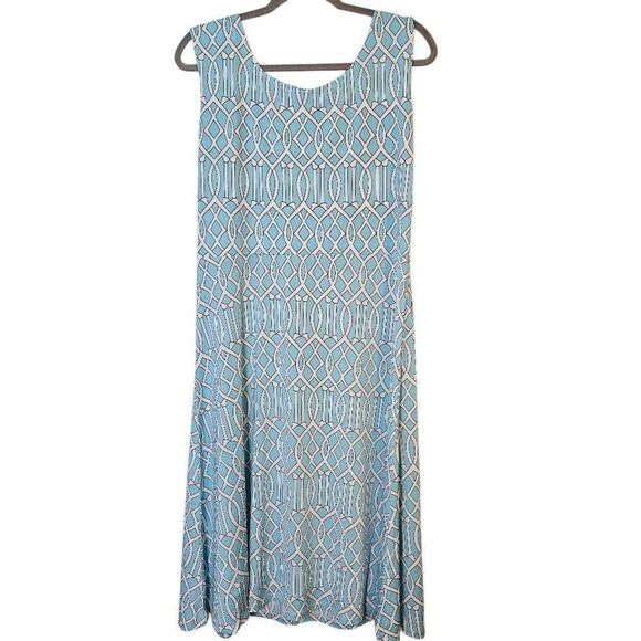 MT Collection dress, light blue and white midi sleeveless.  Size XXL. NWT.   # 8 - Picture 3 of 6